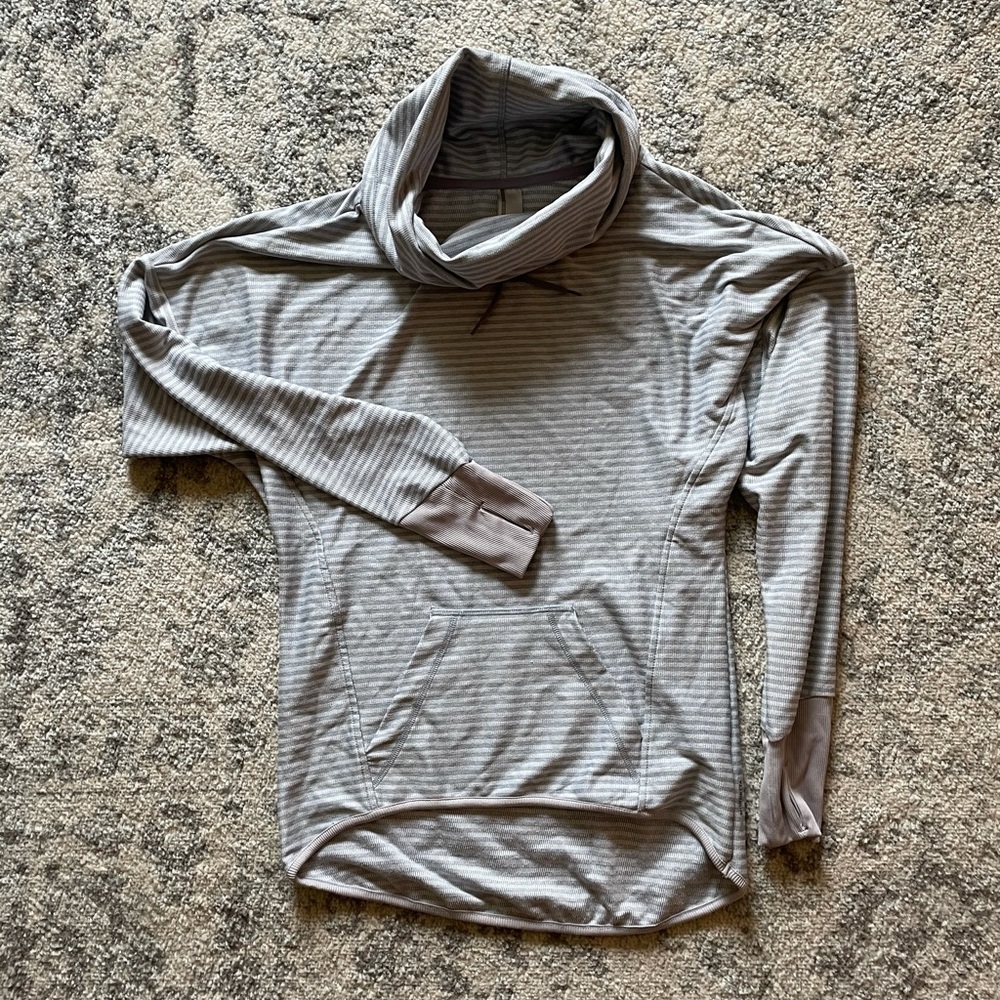 Grey cowl neck long sleeve athletic long sleeve